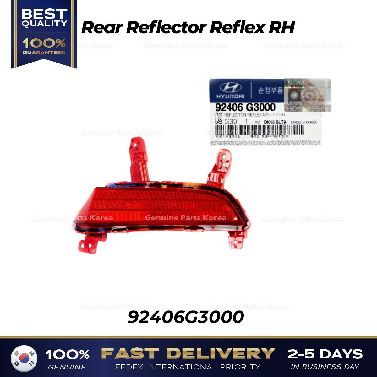 Genuine Rear Reflector Reflex RH 92406G3000 for Hyundai Elantra GT