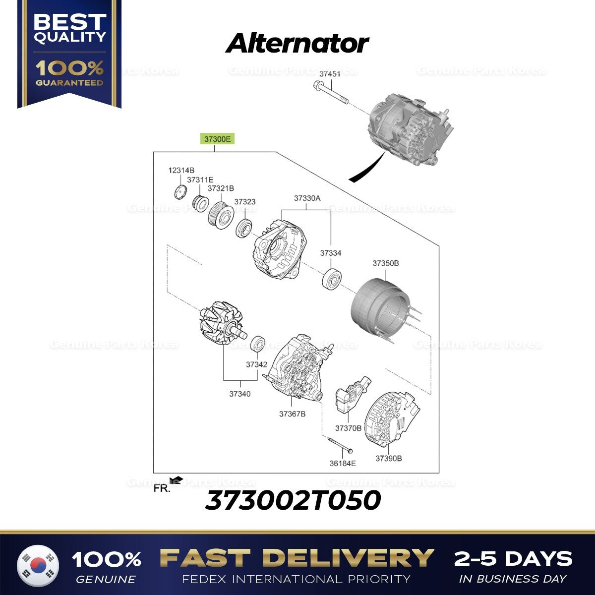Genuine Alternator 373002T050 for Hyundai Genesis GV80 Kia Stinger