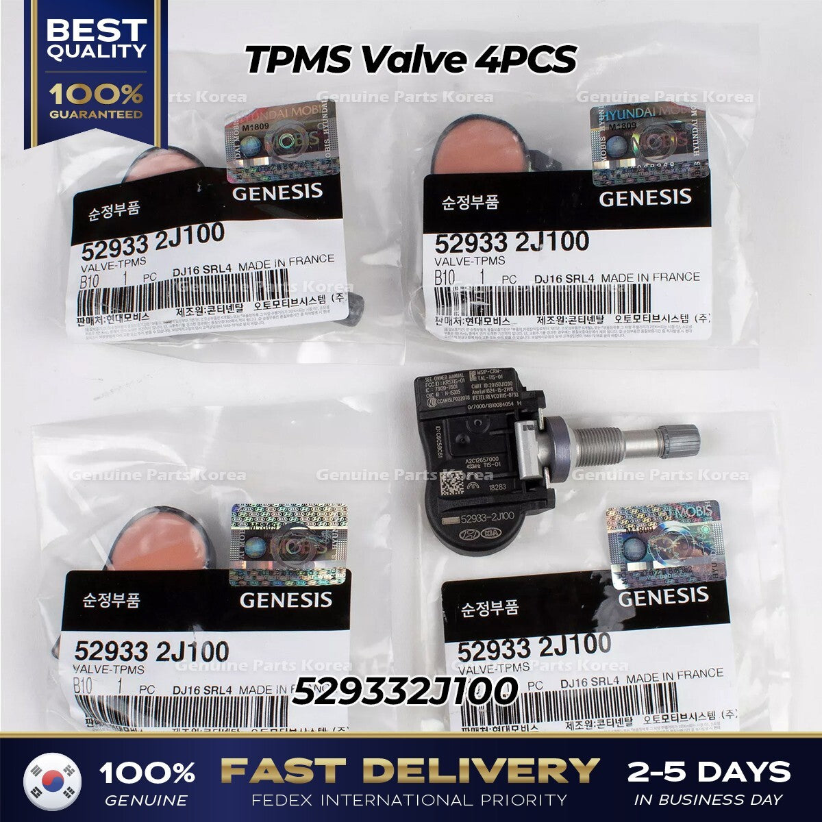 Genuine TPMS Valve 4PCS 529332J100 for Hyundai Accent Genesis Kia Rio