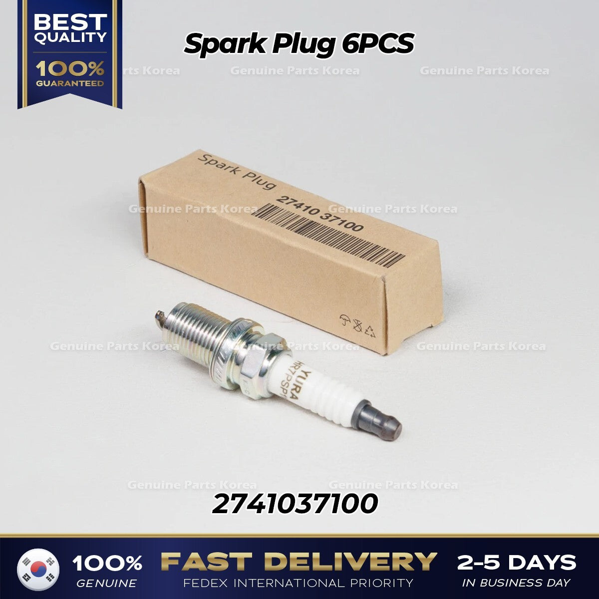 Genuine Spark Plug 6PCS 2741037100 for Hyundai Elantra Kia Amanti
