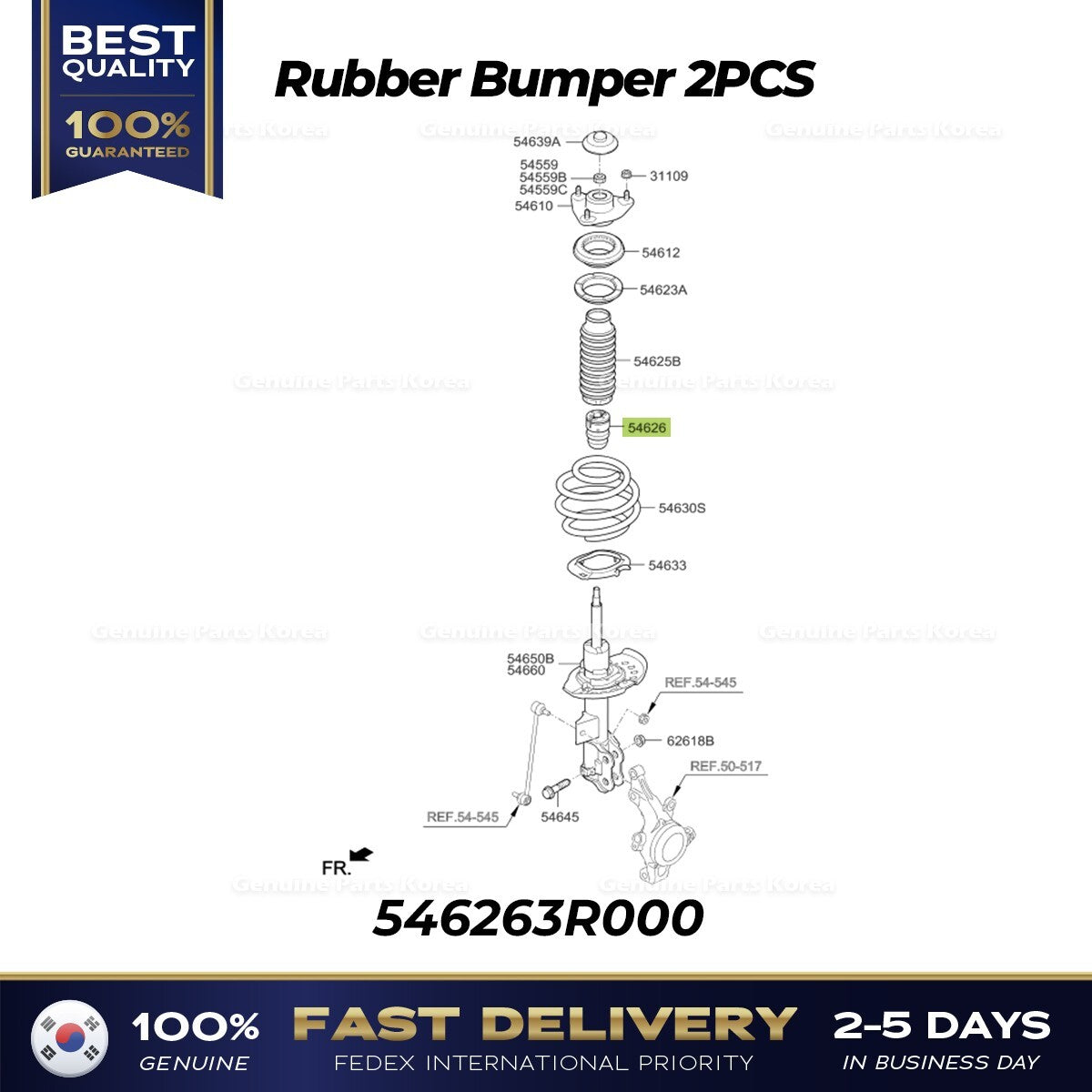 Genuine Rubber Bumper 2PCS 546263R000 for Hyundai Azera Kia Cadenza