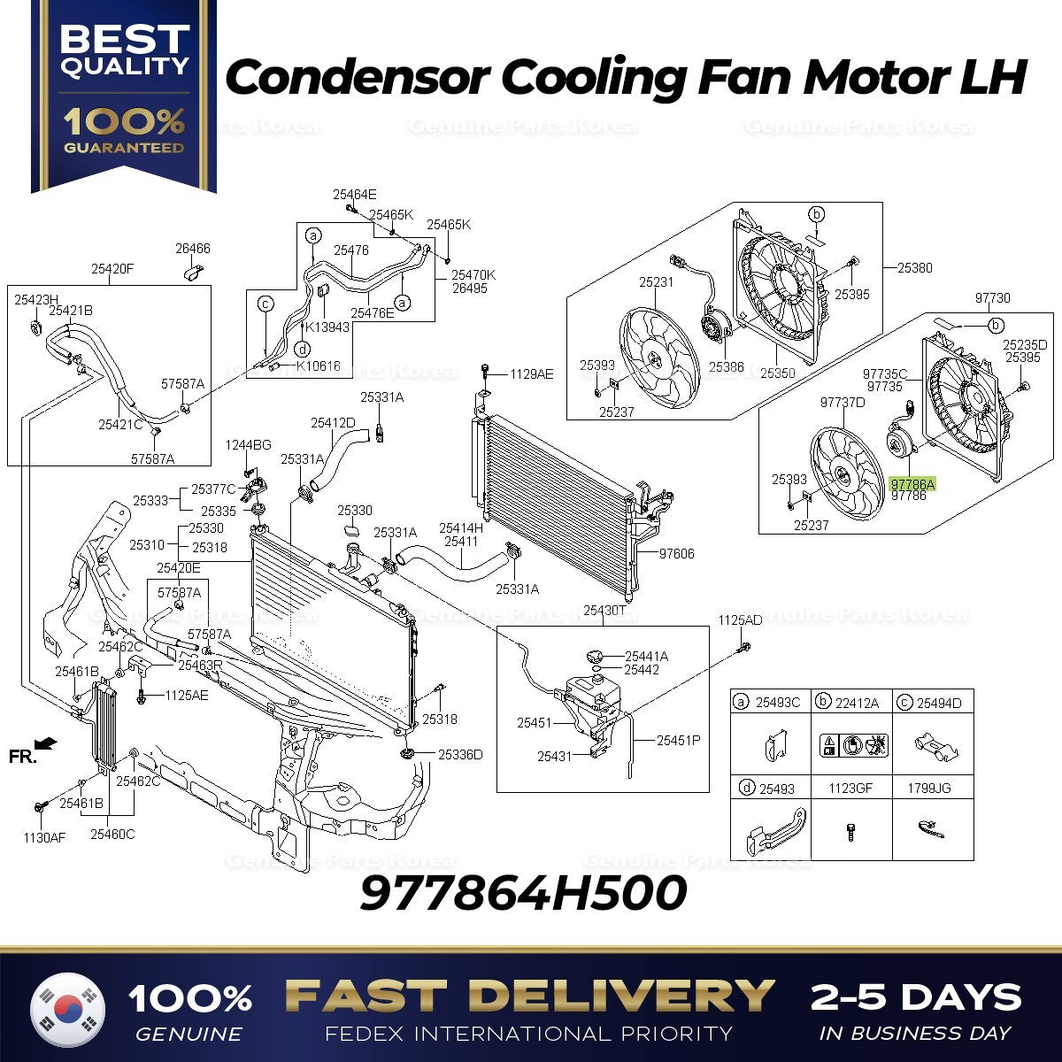 Genuine Condensor Cooling Fan Motor LH 977864H500 for Hyundai H1