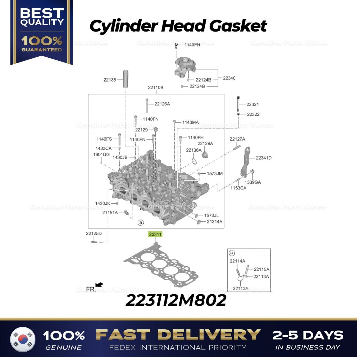 Genuine Cylinder Head Gasket 223112M802 for Hyundai Elantra Kia K5