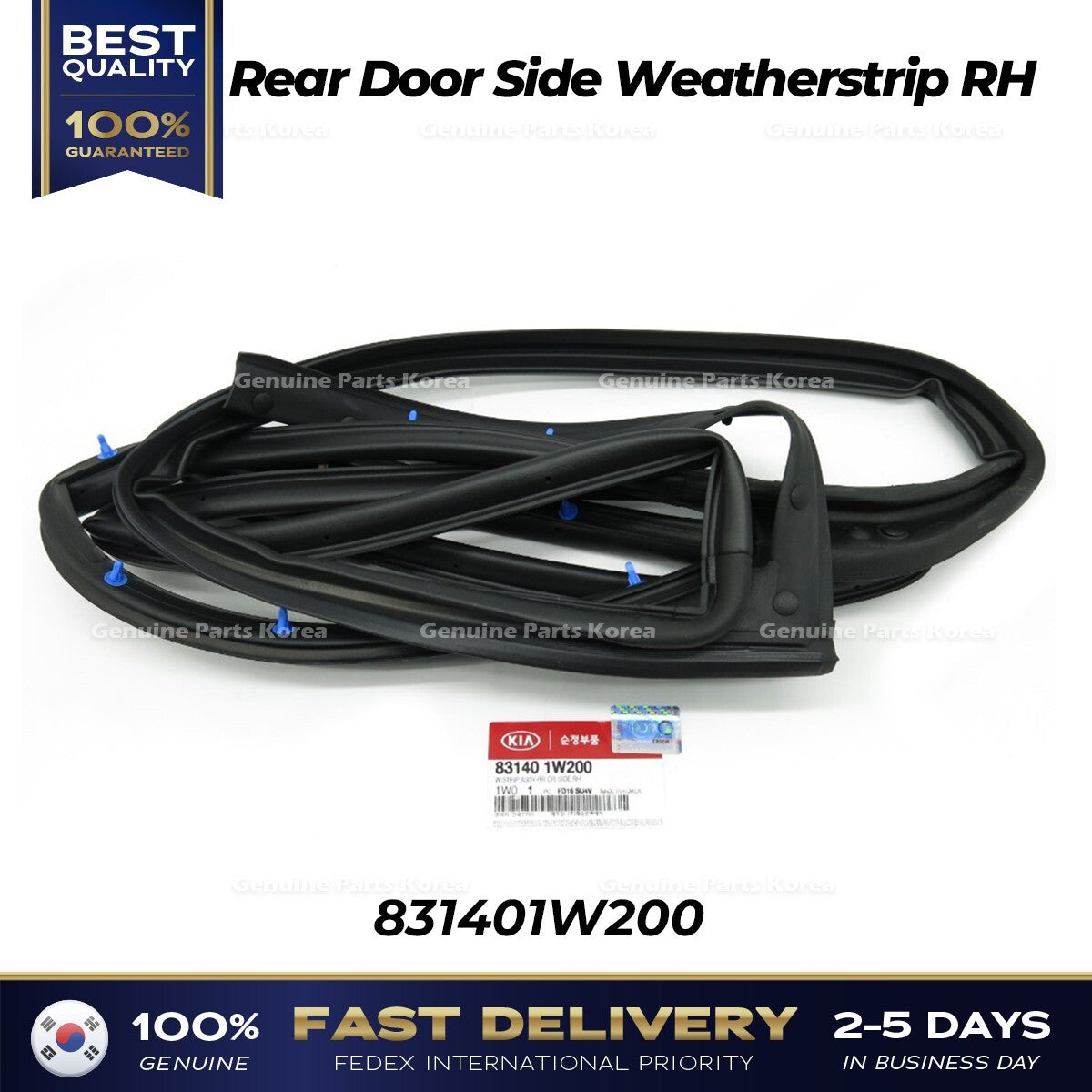 Genuine Rear Door Side Weatherstrip RH 831401W200 for Kia Rio
