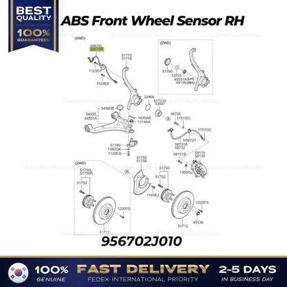 Genuine ABS Front Wheel Sensor RH 956702J010 for Kia Borrego