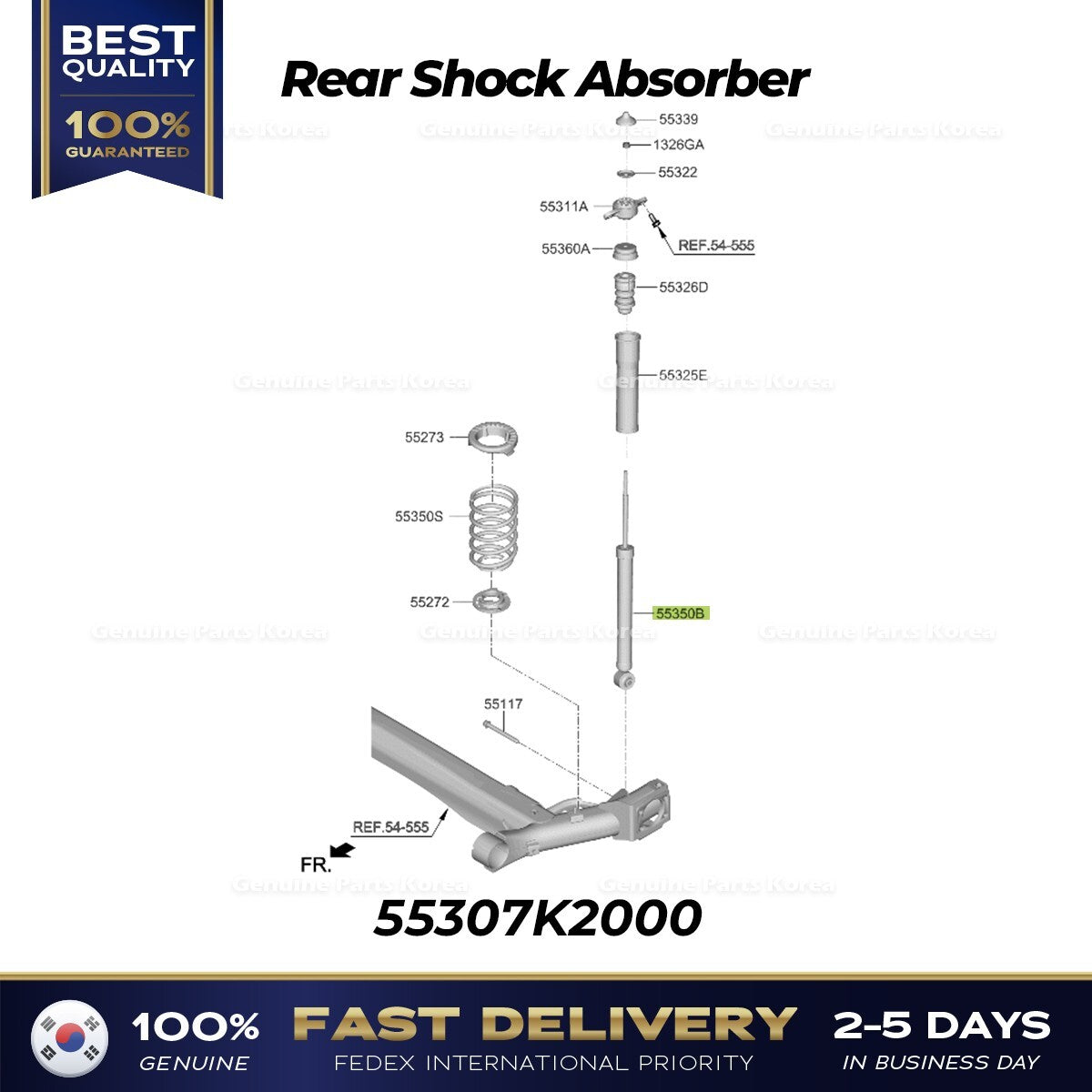 Genuine Rear Shock Absorber 55307K2000 for Hyundai Venue