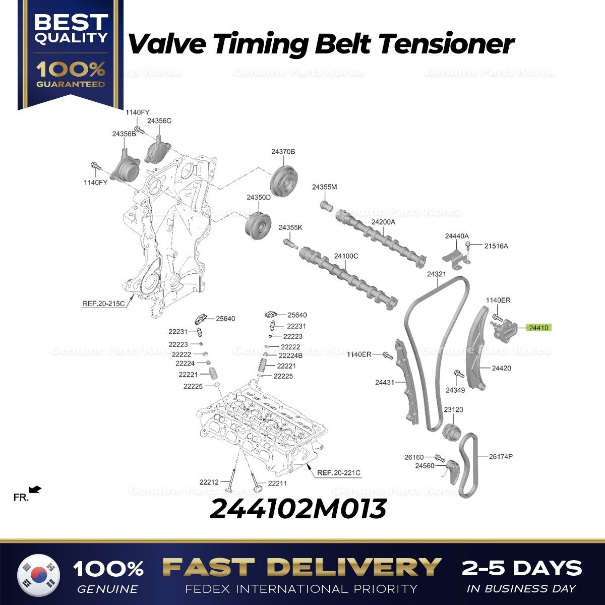 Genuine Valve Timing Belt Tensioner 244102M013 for Hyundai Venue Kia Rio