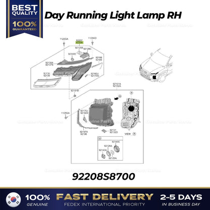 Genuine Day Running Light Lamp RH 92208S8700 for Hyundai Palisade