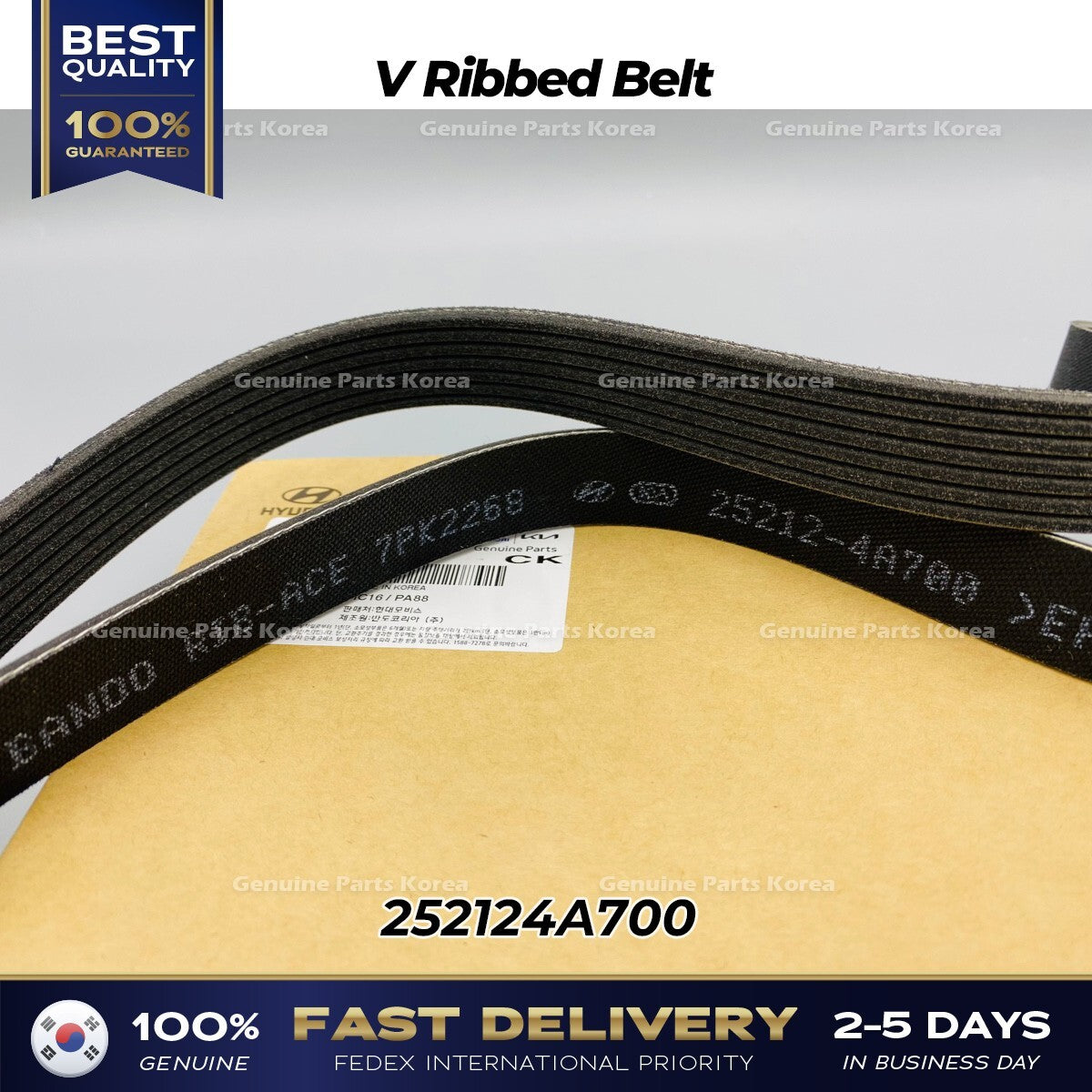 Genuine V Ribbed Belt 252124A700 for Hyundai H1