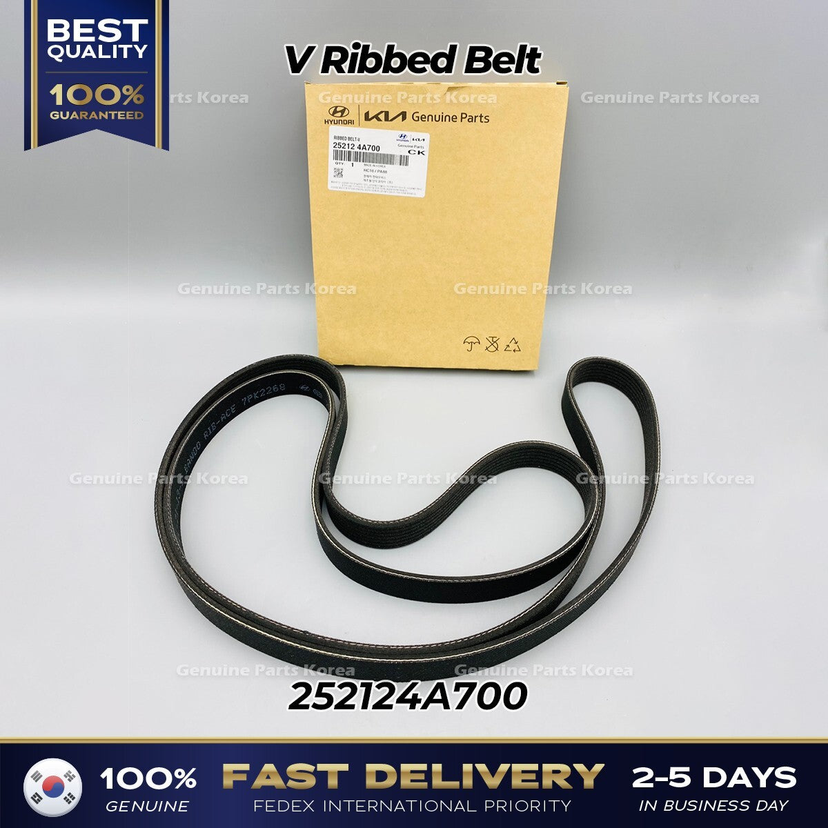 Genuine V Ribbed Belt 252124A700 for Hyundai H1