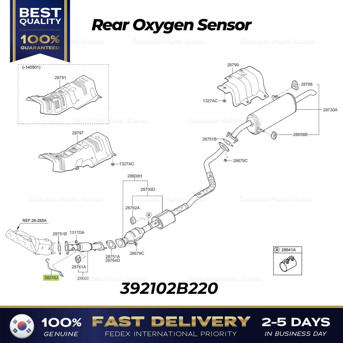 Genuine Rear Oxygen Sensor 392102B220 for Kia Rio Soul