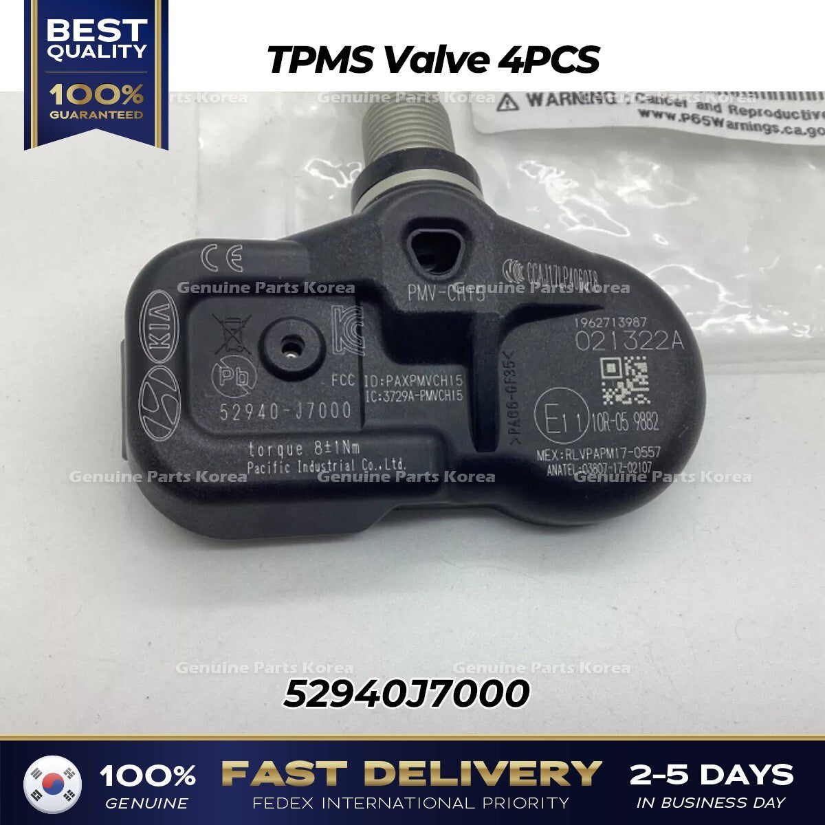 Genuine TPMS Valve 4PCS 52940J7000 for Kia Forte
