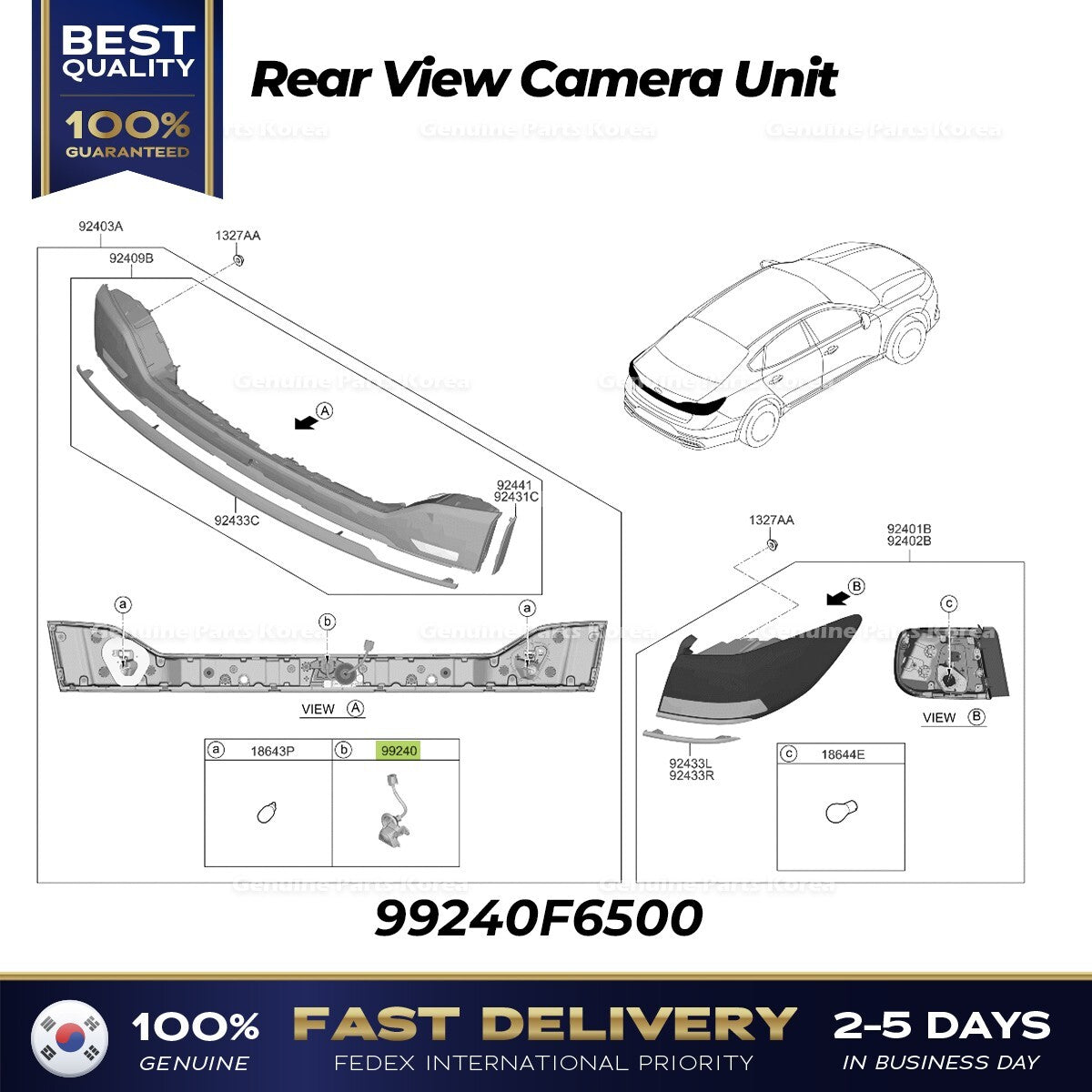 Genuine Rear View Camera Unit 99240F6500 for Kia Cadenza
