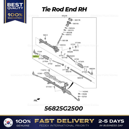 Genuine Tie Rod End RH 56825G2500 for Hyundai Elantra N Kona Kia Niro