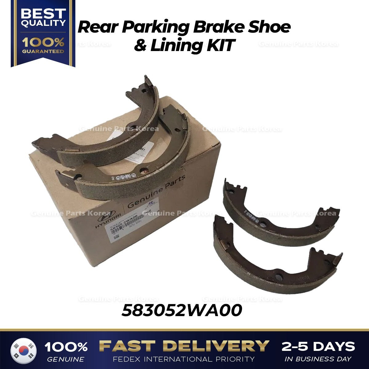 Genuine Rear Parking Brake Shoe & Lining KIT 583052WA00 for Hyundai Santa Fe