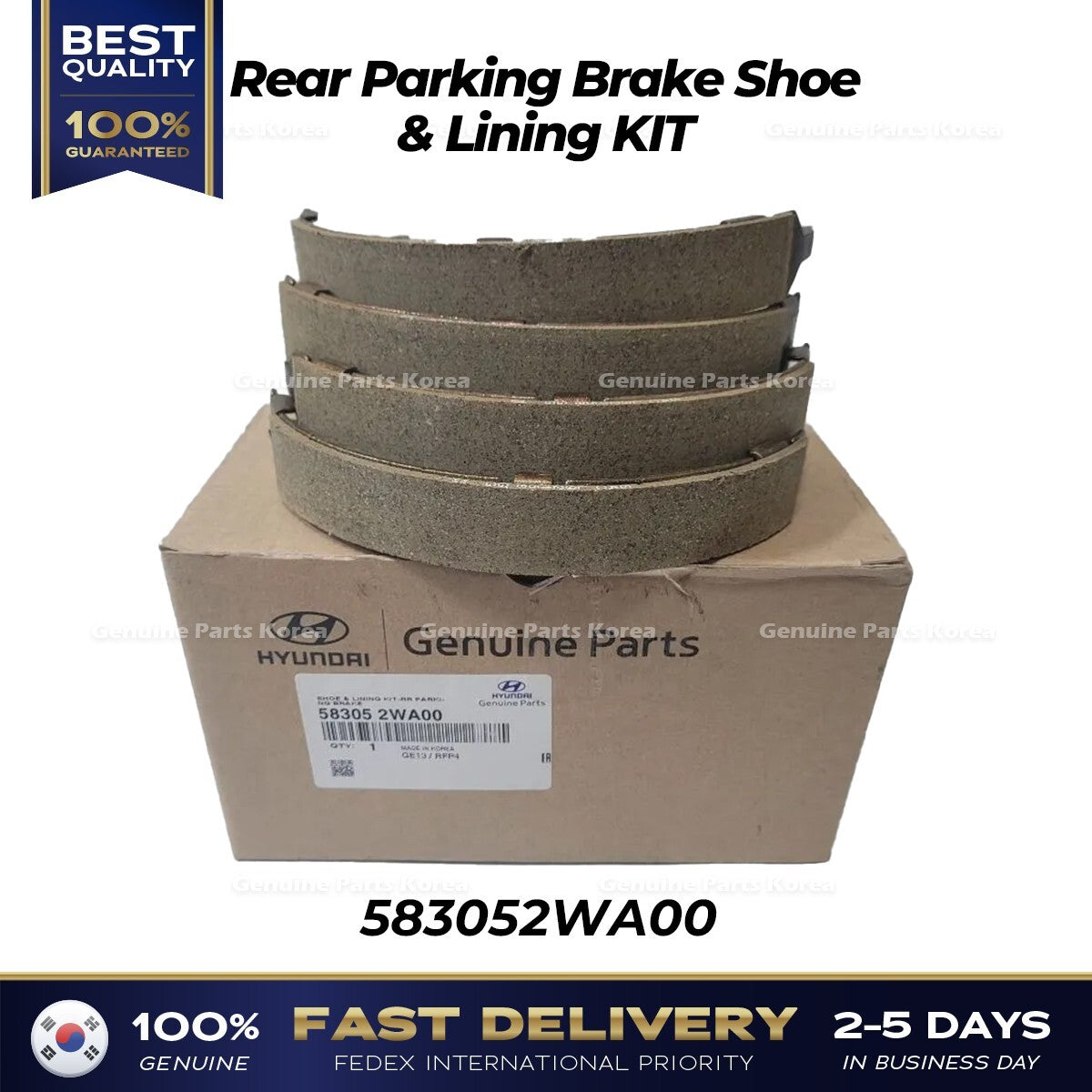 Genuine Rear Parking Brake Shoe & Lining KIT 583052WA00 for Hyundai Santa Fe
