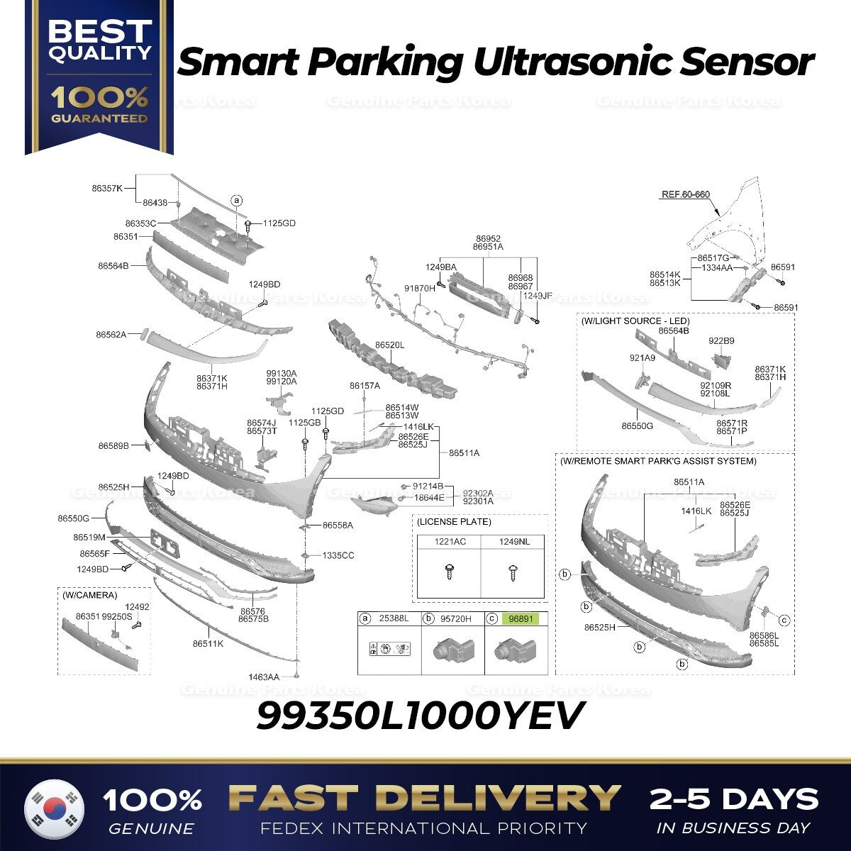 Genuine Smart Parking Ultrasonic Sensor 99350L1000YEV for Hyundai Ioniq 5