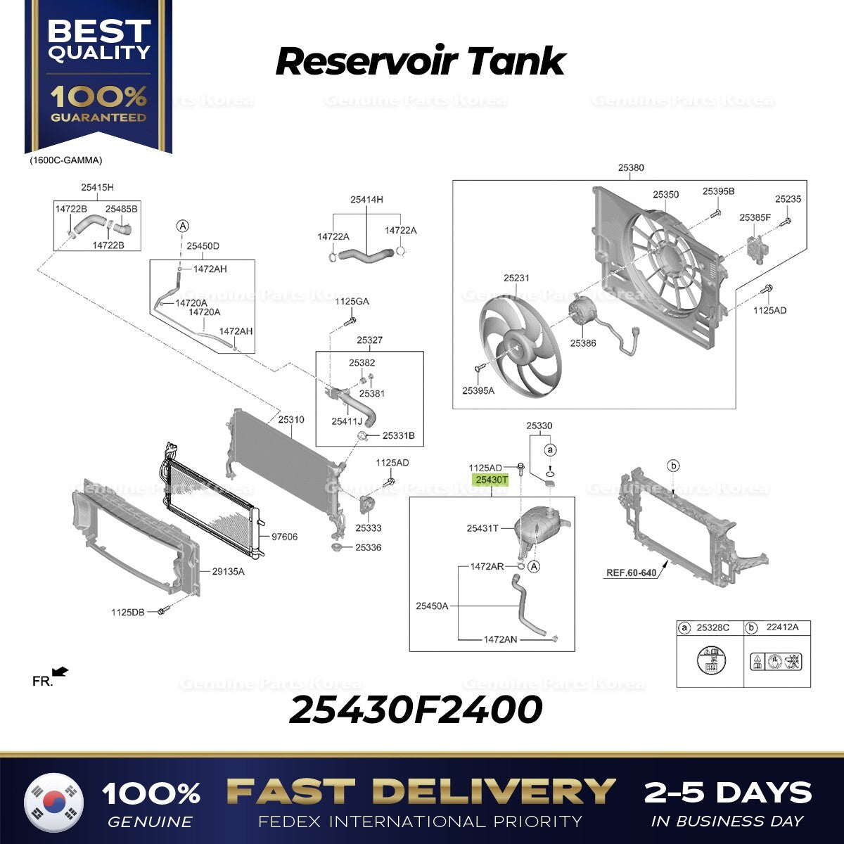 Genuine Reservoir Tank 25430F2400 for Hyundai Elantra Kia Seltos