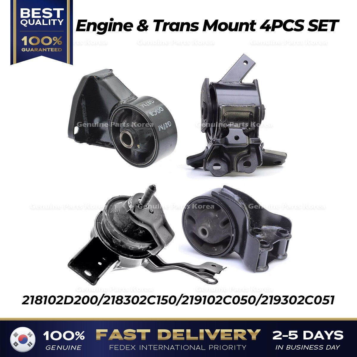Genuine Engine & Trans Mount 4PCS SET for Hyundai Tiburon