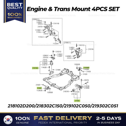 Genuine Engine & Trans Mount 4PCS SET for Hyundai Tiburon