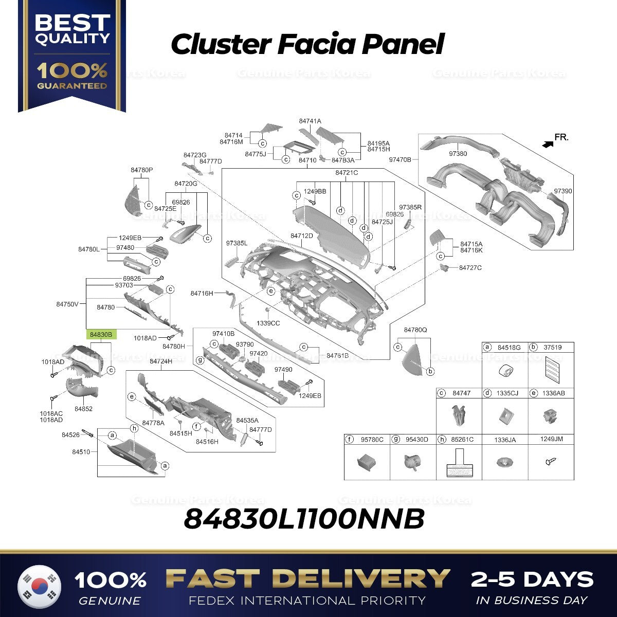 Genuine Cluster Facia Panel 84830L1100NNB for Hyundai Sonata