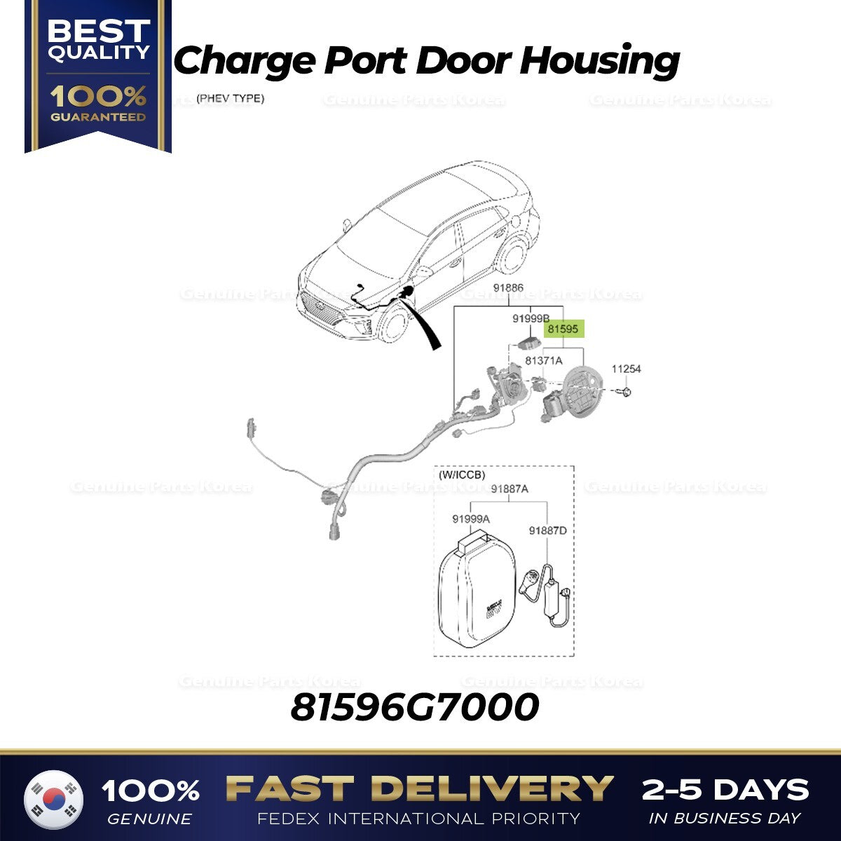 Genuine Charge Port Door Housing 81596G7000 for Hyundai Ioniq