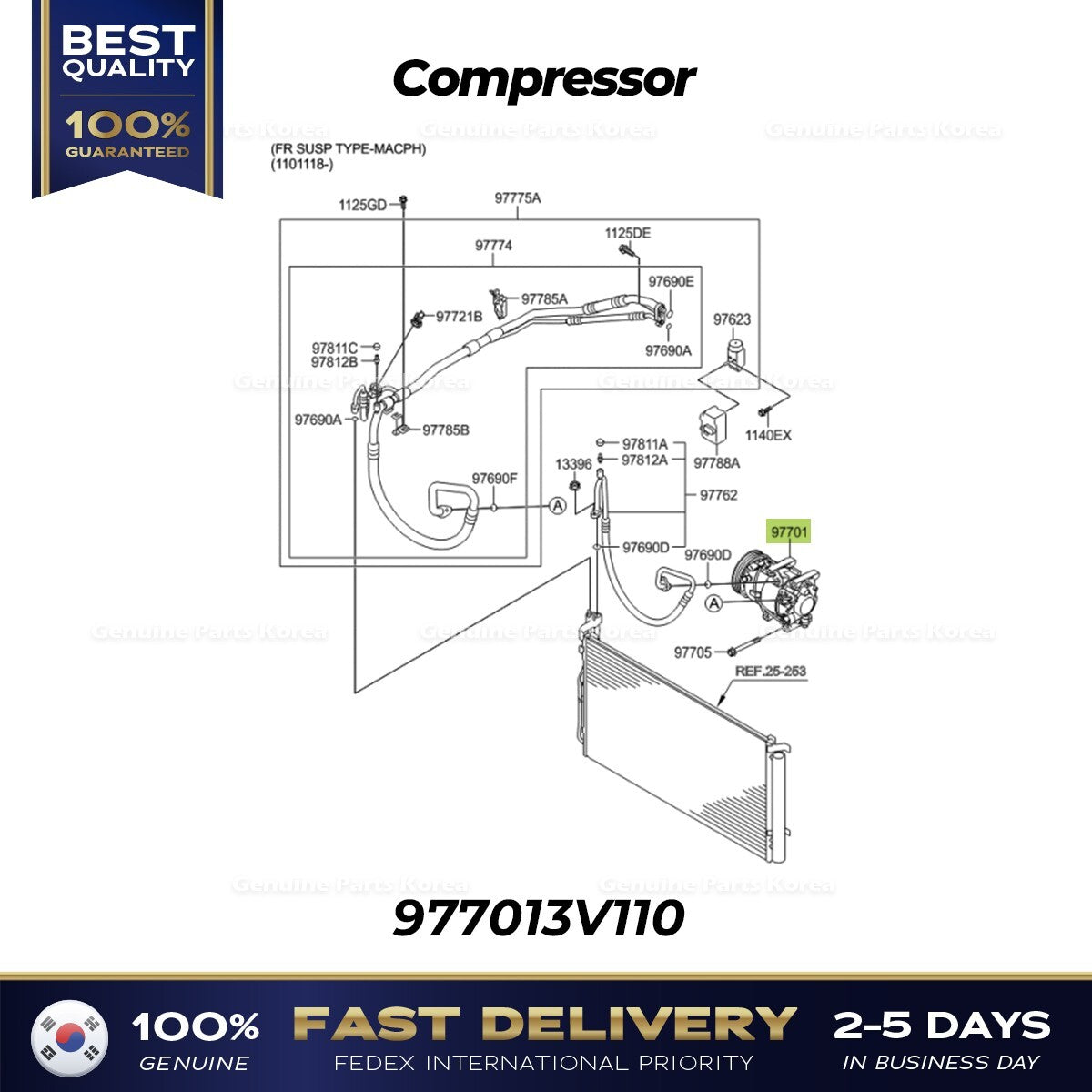 Genuine Compressor 977013V110 for Hyundai Sonata Kia Optima
