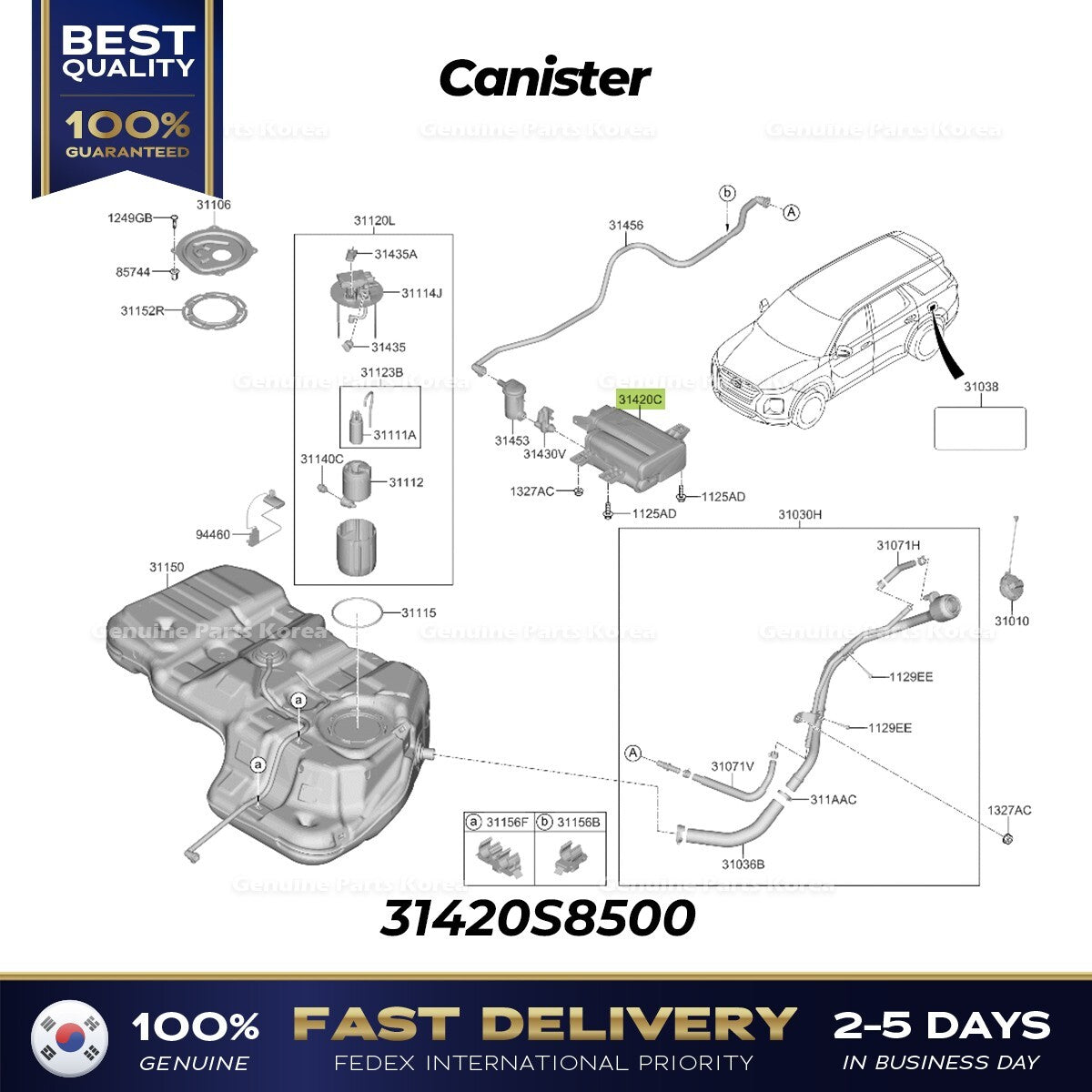 Genuine Canister 31420S8500 for Hyundai Palisade Kia Telluride