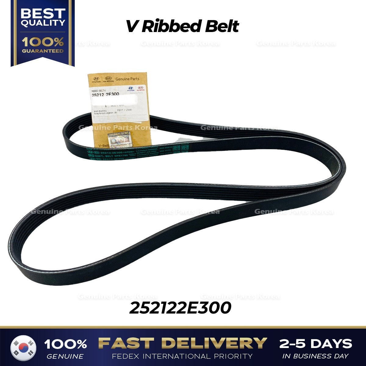 Genuine V Ribbed Belt 252122E300 for Hyundai Elantra Kia Forte