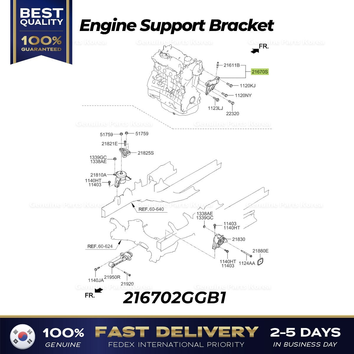 Genuine Engine Support Bracket 216702GGB1 for Hyundai Santa Fe Kia Optima