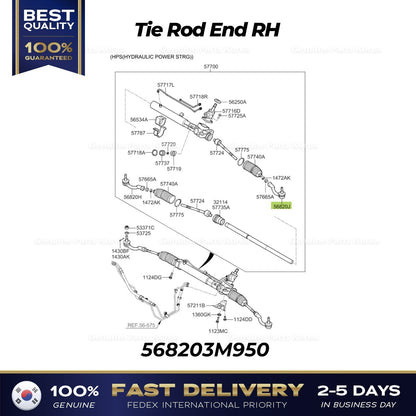 Genuine Tie Rod End RH 568203M950 for Hyundai Equus Genesis