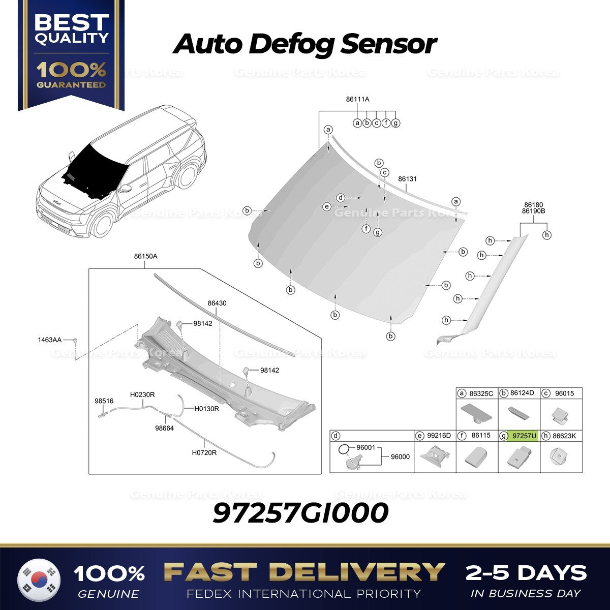 Genuine Auto Defog Sensor 97257GI000 for Hyundai Ioniq 5 Kia EV9