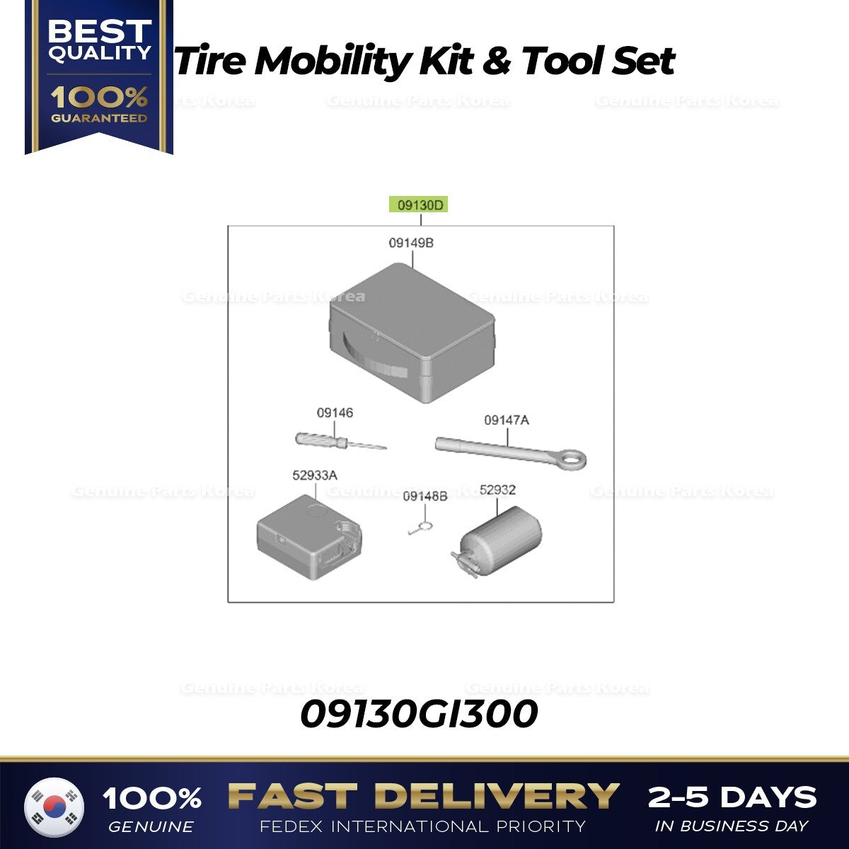 Genuine Tire Mobility Kit & Tool Set 09130GI300 for Hyundai Ioniq 5