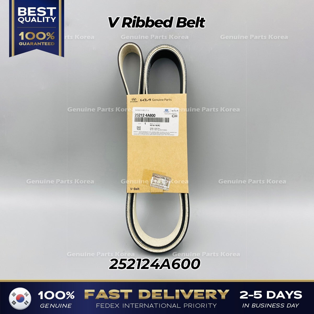 Genuine V Ribbed Belt 252124A600 for Hyundai H1 Grand Starex