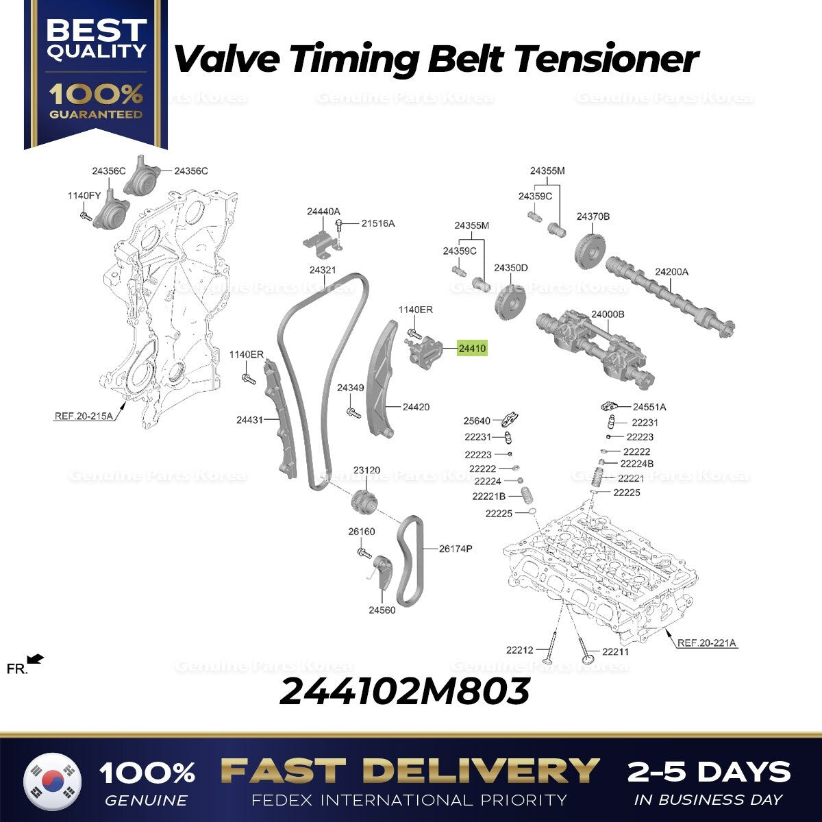 Genuine Valve Timing Belt Tensioner 244102M803 for Hyundai Kia