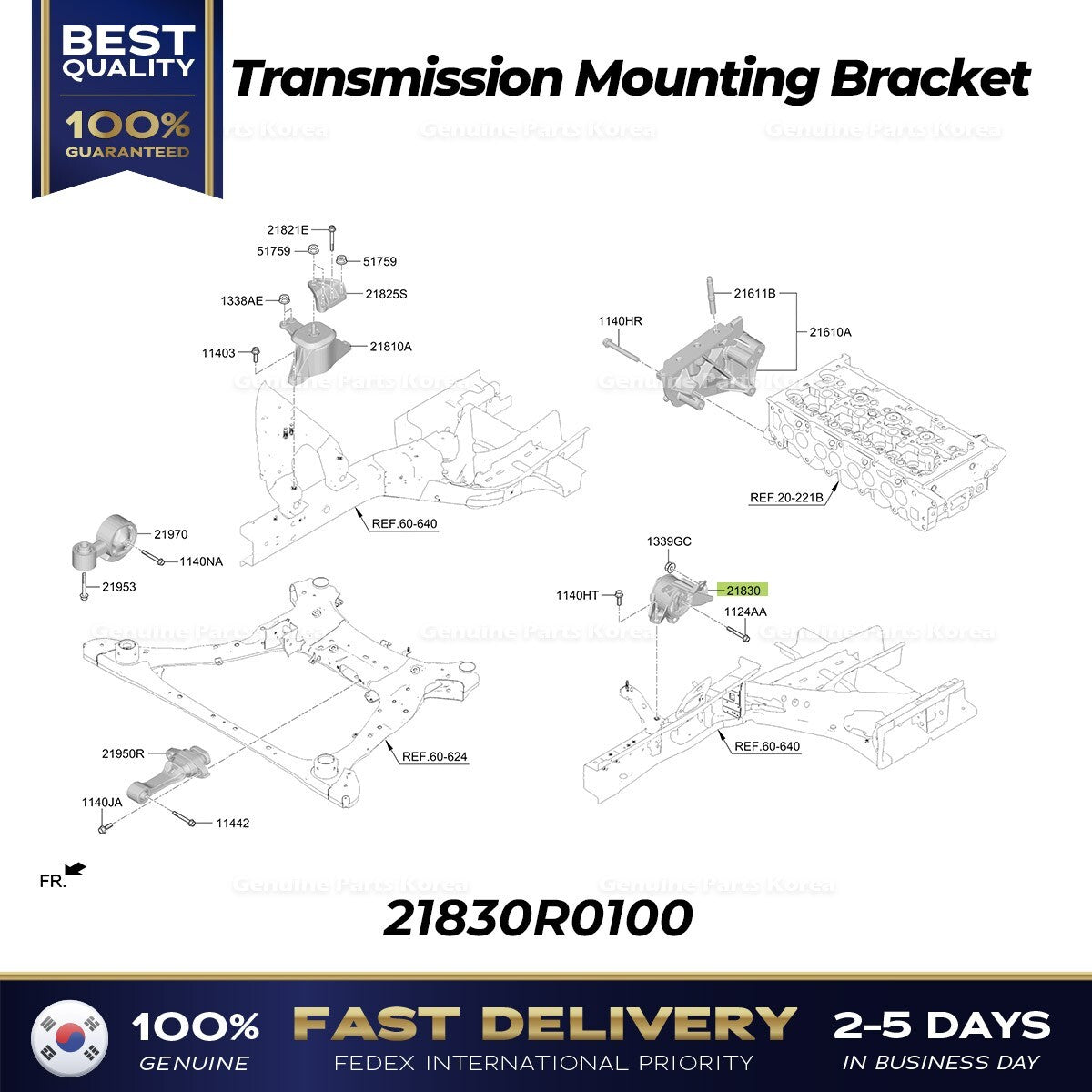 Genuine Transmission Mounting Bracket 21830R0100 for Kia Carnival
