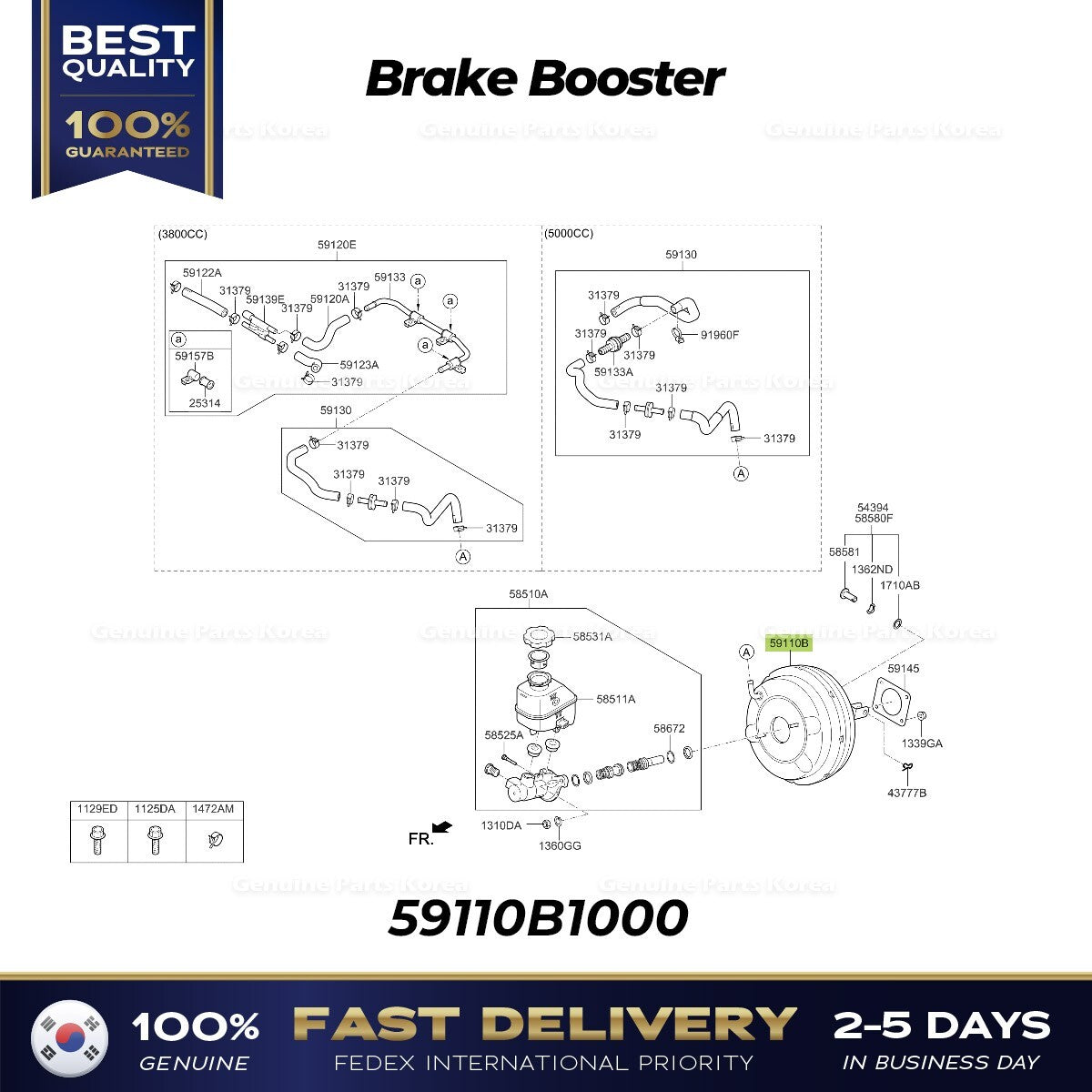 Genuine Brake Booster 59110B1000 for Hyundai Genesis G80