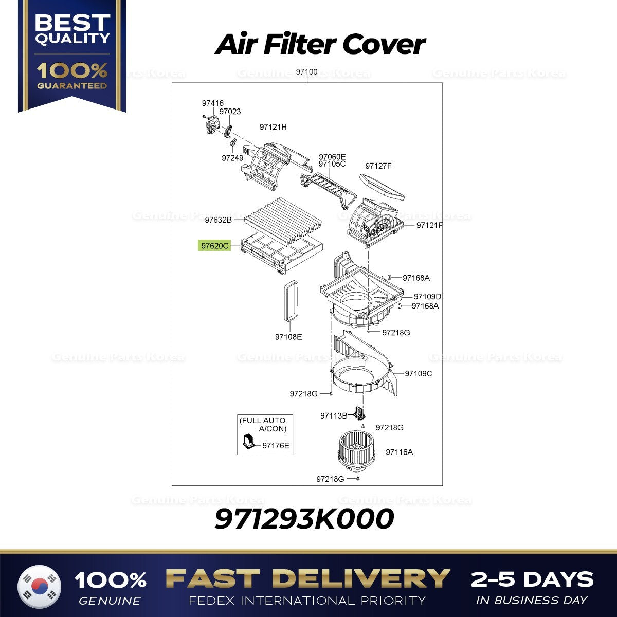 Genuine Air Filter Cover 971293K000 for Hyundai Azera Kia Optima