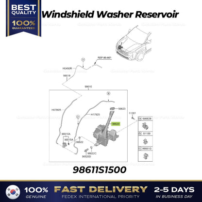 Genuine Windshield Washer Reservoir 98611S1500 for Hyundai Santa Fe Hybrid