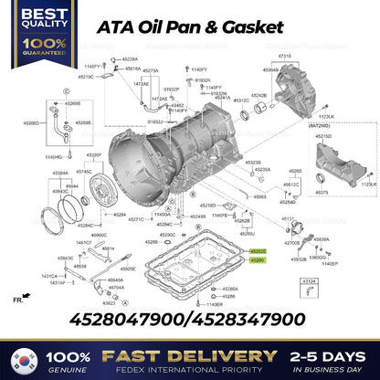 Genuine ATA Oil Pan & Gasket 4528047900 for Hyundai Genesis G80 G90 GV70