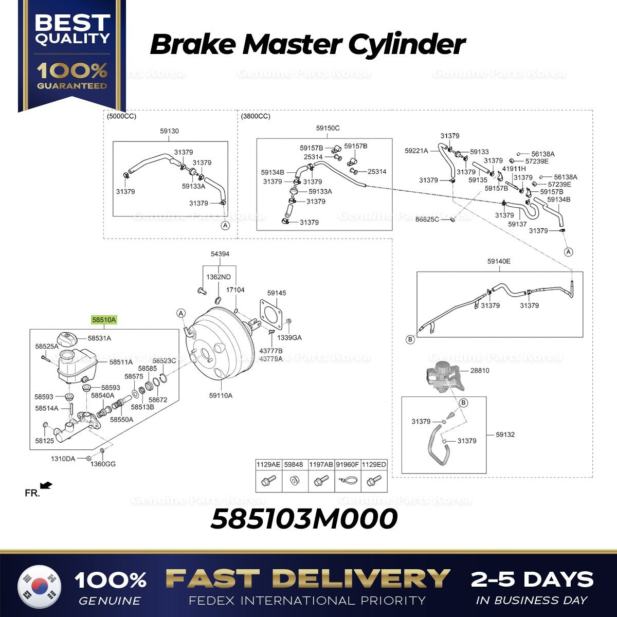 Genuine Brake Master Cylinder 585103M000 for Hyundai Equus Genesis Kia K900