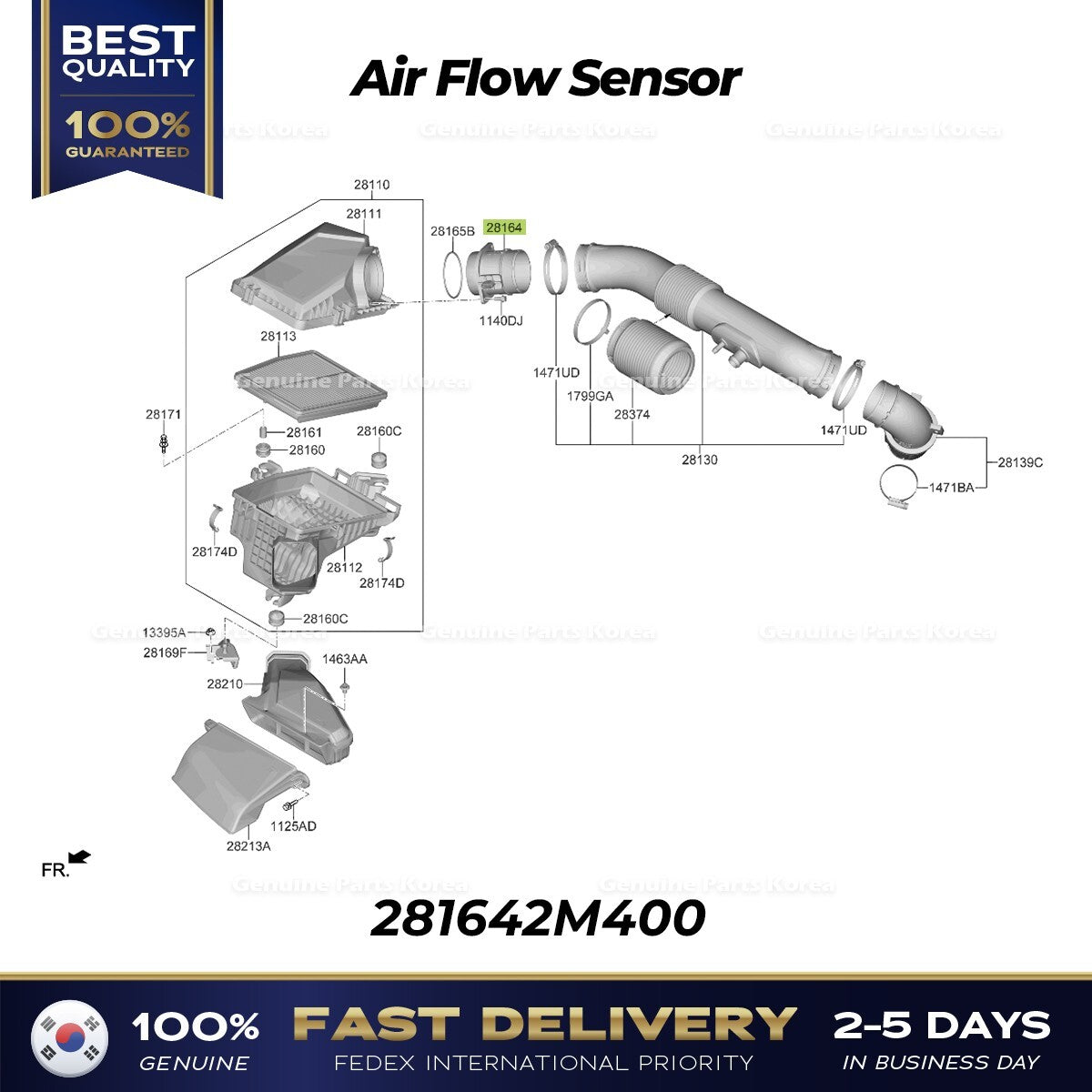Genuine Air Flow Sensor 281642M400 for Hyundai Santa Fe Kia Sorento