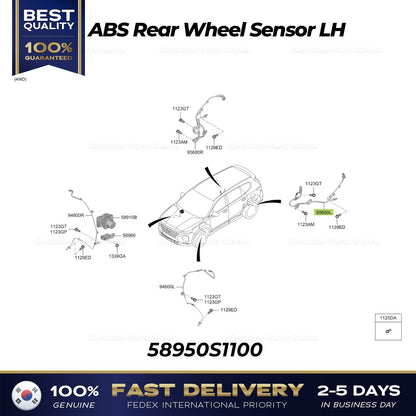Genuine ABS Rear Wheel Sensor LH 58950S1100 for Hyundai Santa Fe