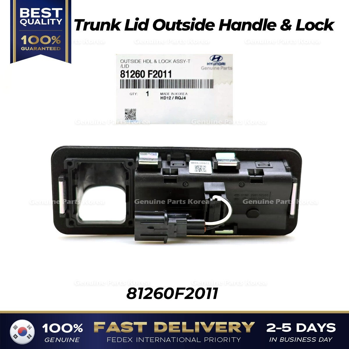 Genuine Trunk Lid Outside Handle & Lock 81260F2011 for Hyundai Elantra