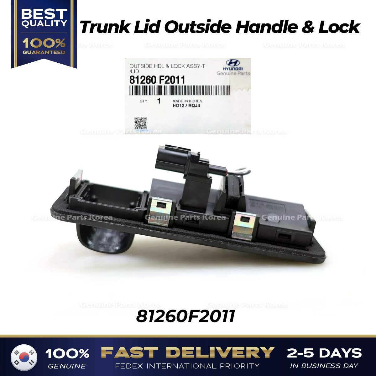 Genuine Trunk Lid Outside Handle & Lock 81260F2011 for Hyundai Elantra