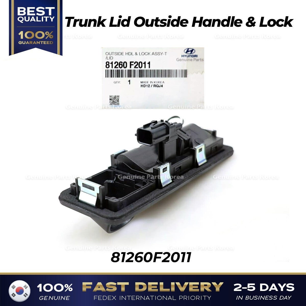 Genuine Trunk Lid Outside Handle & Lock 81260F2011 for Hyundai Elantra