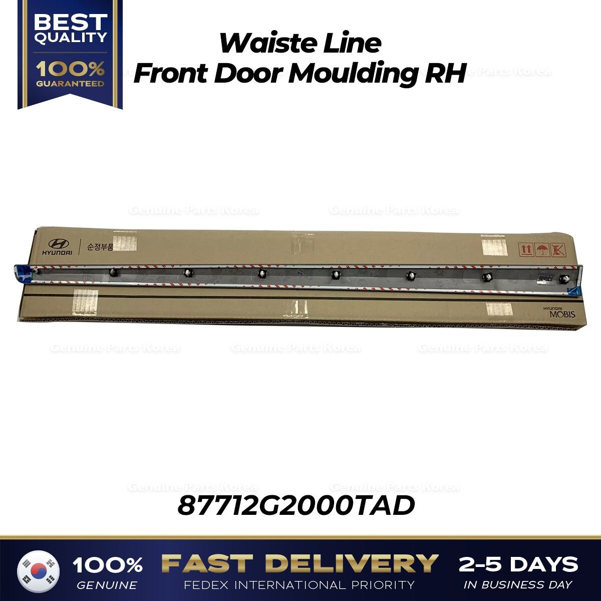 Genuine Waiste Line Front Door Moulding RH 87712G2000TAD for Hyundai Ioniq