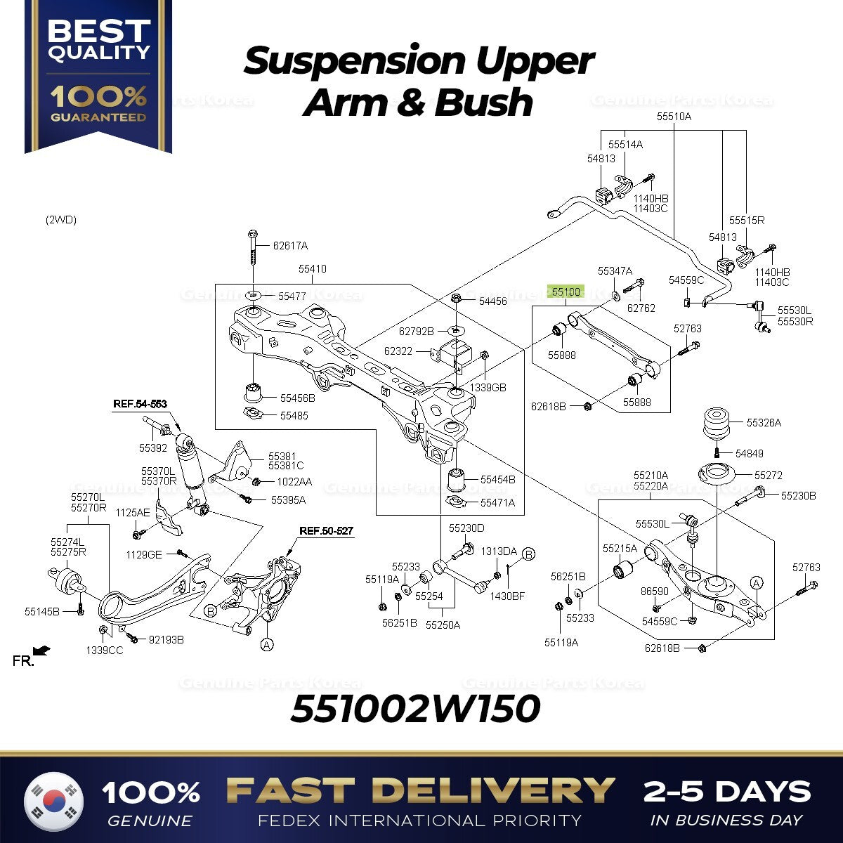Genuine Suspension Upper Arm & Bush 551002W150 for Hyundai Santa Fe