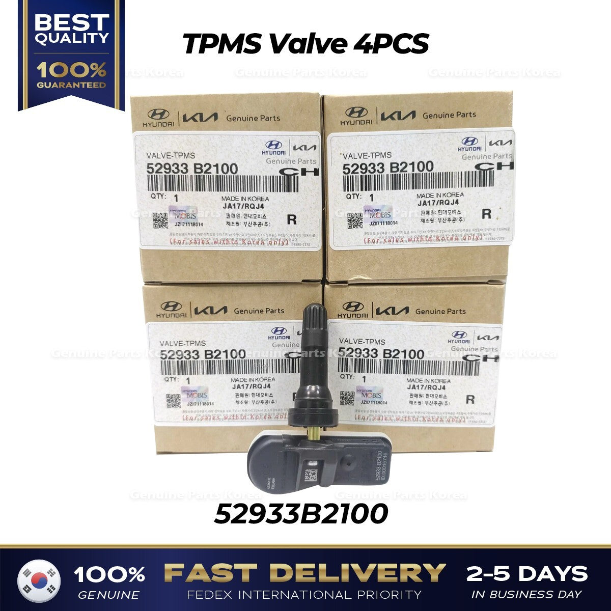 Genuine TPMS Valve 4PCS 52933B2100 for Kia Sedona Soul