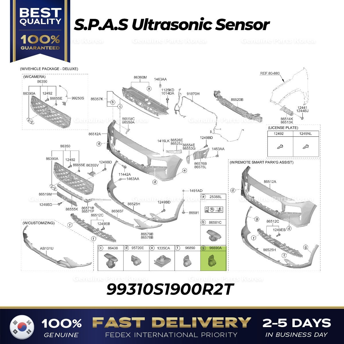 Genuine S.P.A.S Ultrasonic Sensor 99310S1900R2T for Hyundai Santa Fe